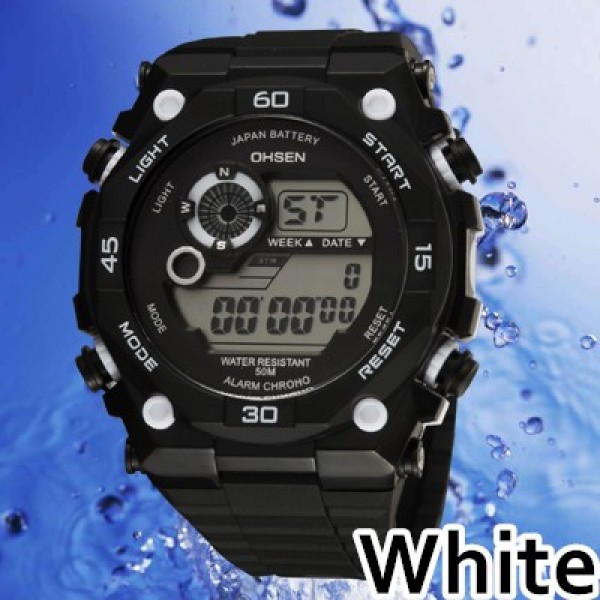 Water Resistant Unisex Sport Watch, Ohsen 2810 White Color