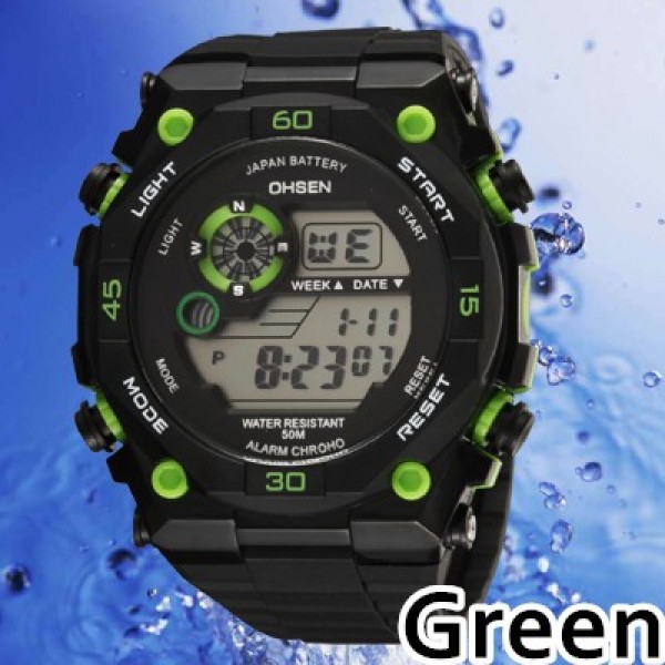 Water Resistant Unisex Sport Watch, Ohsen 2810 Green Color